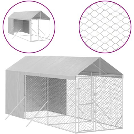 Cuccia Esterna Per Cani VidaXL 2x2x2,5m - Acciaio Zincato Con Tetto Argento | Per Animali - Foto 2