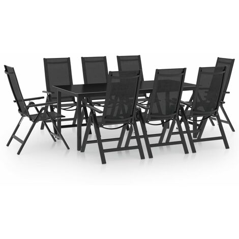 Set Mobili da Pranzo per Giardino 9 pz in Alluminio Antracite