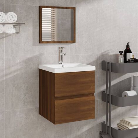 Vidaxl Mobile da bagno con lavabo e Specchio Rovere Marrone