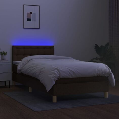 vidaXL Letto a Molle Materasso e LED Marrone Scuro 160x200 cm Tessuto