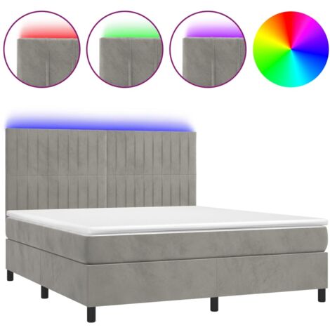 Letto A Molle Materasso E Led Grigio Chiaro X Cm Velluto