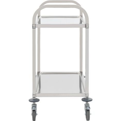 Carrello da Cucina a 2 Livelli 96,5x55x90 cm in Acciaio Inox