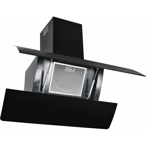 Cappa Aspirante a Muro Acciaio Inox 756 m³/h 90 cm Nera