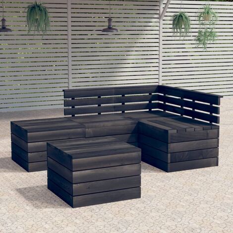 Set Divani da Giardino su Pallet 5pz Cuscini Antracite in Legno