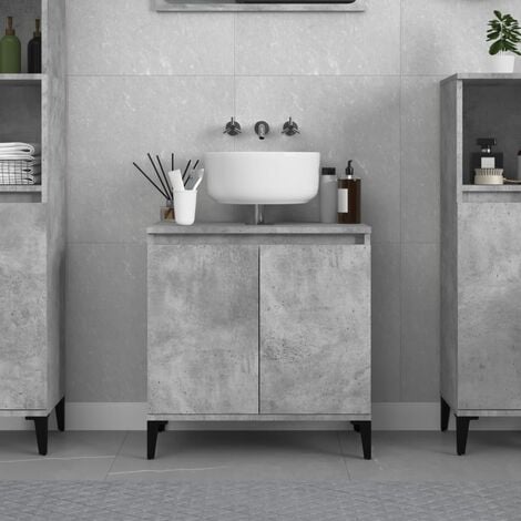 vidaXL Armadio da Bagno Grigio Cemento 30x30x183,5 cm in