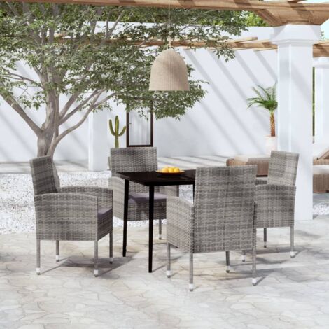 Set Mobili Da Pranzo Per Giardino Pz Antracite