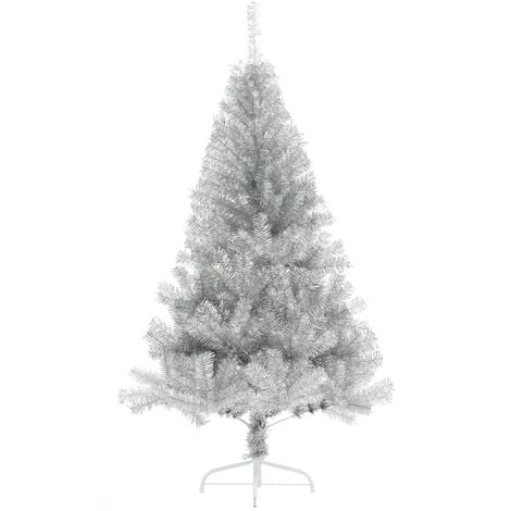 Albero di Natale a Metà con Supporto Argento 180 cm PET