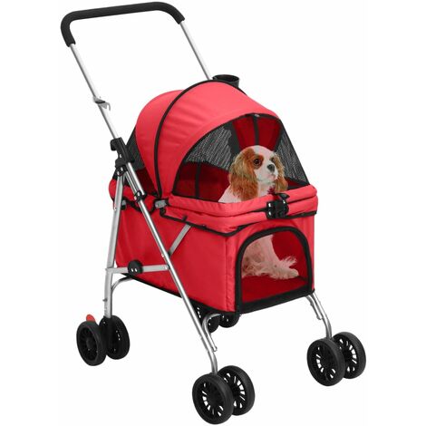 Passeggino per Cani Pieghevole Rosso 76x50x100cm Tessuto Oxford