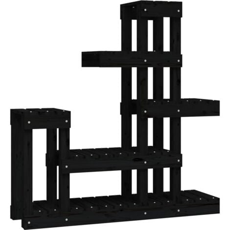 VidaXL Supporto per Piante Nero 92x25x97 cm Legno Massello di Pino