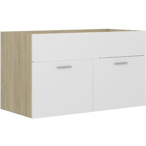 Mobile Sottolavabo Bianco Rovere Sonoma 80x38,5x46 Multistrato