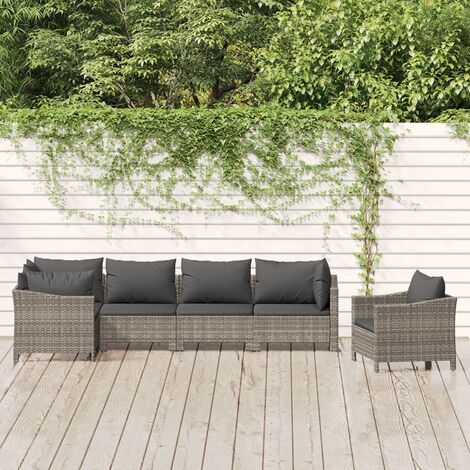 VIDAXL - Set Divani da Giardino 7 pz con Cuscini Grigio in Polyrattan