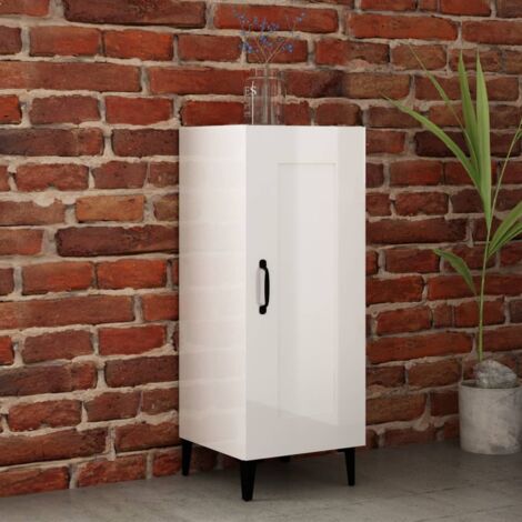 Credenza Bianco Lucido 60x30x70 cm in Legno Multistrato