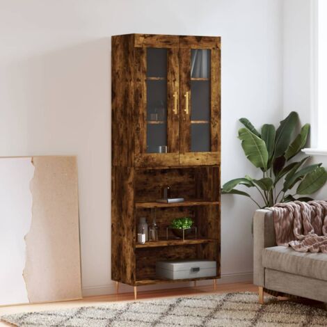 Credenza Rovere Fumo 69,5x34x180 cm in Legno Multistrato