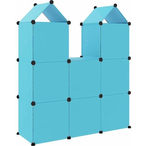 Scaffale Portaoggetti per Bambini con 8 Cubi Blu in PP