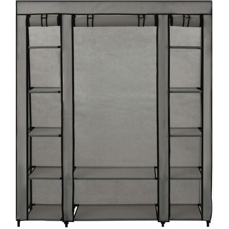 Armadio con Scomparti e Aste Grigio 150x45x176 cm in Tessuto