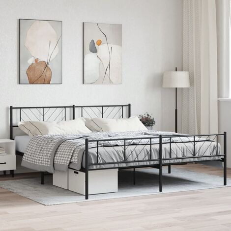 Struttura Letto Una Piazza e Mezzo 140x200 cm in Acciaio con Doghe  Integrate Nero e Marrone Rustico