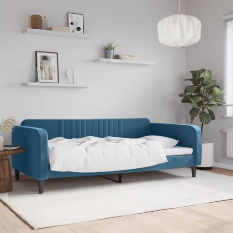 VidaXL Divano Letto Singolo Blu Velluto 100x200 Cm | Letto Per Ospiti Moderno