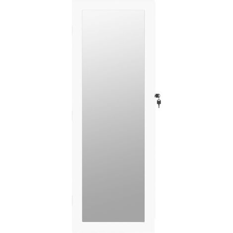 Armadio Portagioie con Specchio a Muro Bianco 37,5x10x106 cm