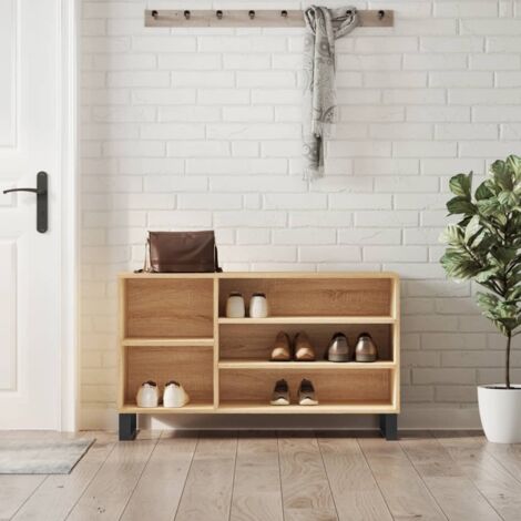 VidaXL Scarpiera In Legno Multistrato, 5 Scomparti, 102x36x60 Cm, Colore Rovere Marrone, Con Gambe In Legno