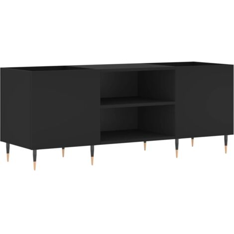 VidaXL Mobile Per Vinili Nero - Portadischi In Legno Multistrato 100x38x48 Cm Con Piedini In Ferro - Foto 4