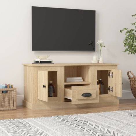 Mobile Porta TV Bianco Lucido 100x35,5x45 cm Legno Multistrato