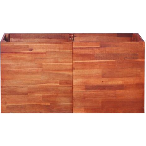 RELAX4LIFE Panca Baule in Legno di Acacia, Scatolone Rialzato a Doghe, Coperchio Ribaltabile con
