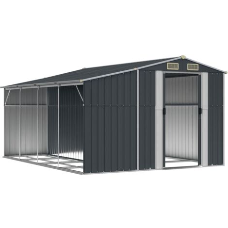 Capanno Attrezzi Giardino Antracite 88x89x161 Cm, Acciaio Zincato - Tetto Inclinato, Facile Assemblaggio