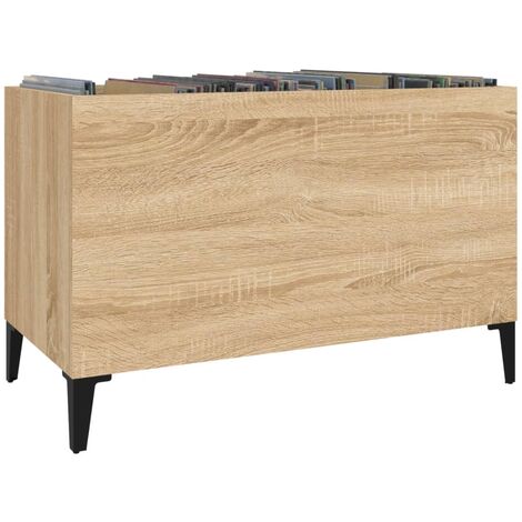 Mobile Porta Dischi Rovere Fumo 74,5x38x48 cm Legno Multistrato