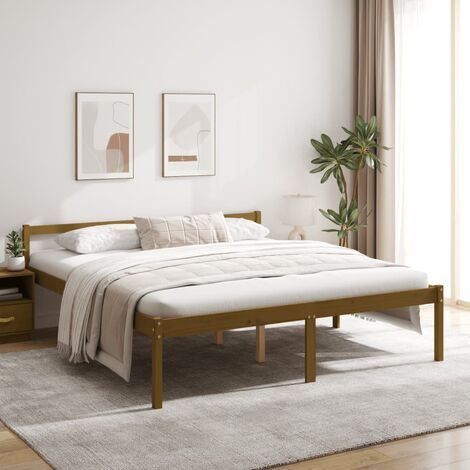 Letto per Anziani Miele 200x200 cm in Legno Massello di Pino