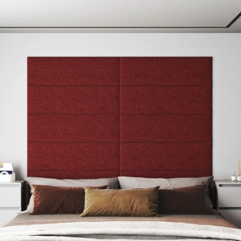 Pannelli Murali 12 pz Rosso Vino 90x30 cm in Tessuto 3,24 m²