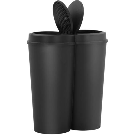 MAURY'S JAPAN Pattumiera Da Bagno 3 Litri In Alluminio Nero Con Coperchio In Legno Naturale E Pedale