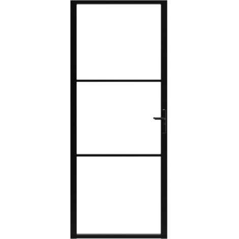 Porta da Interno ESG Vetro e Alluminio 93x201,5 cm Nera
