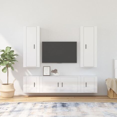 Set Di 3 Tavolini Impilabili In Legno Multistrato Bianco Lucido - Design Salvaspazio, Moderno E Versatile Per Soggiorno E Camera Da Letto