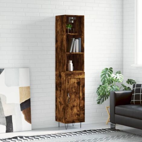 Credenza In Legno Rovere Fumo 180cm - Armadietto Alto Con Ante, Multiuso Per Soggiorno O Camera - Foto 6