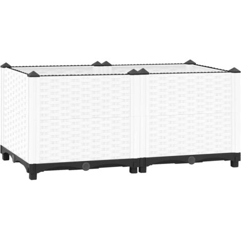 Fioriera Rialzata VidaXL 160x40x23 Cm In Polipropilene | Grigio, Motivo Rattan Per Esterno - Foto 5