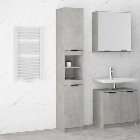 Mobile da Bagno Grigio Cemento 32x34x188,5 cm Legno Multistrato