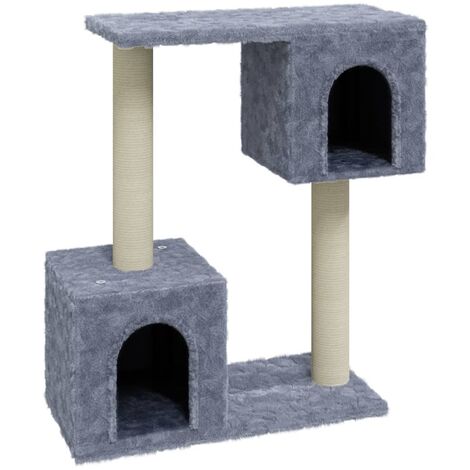 Yaheetech Tiragraffi Albero per Gatti Adulti con Giocchi per Gatto 61 x 51 x  147 cm 2 Palline Amaca Cuccia Graffiatoio in Corda Sisal Naturale Nero