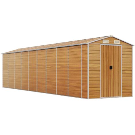 Capanno Da Giardino In Acciaio Gecheer 118x194x178cm - Casetta Attrezzi Con Doppia Porta, Marrone