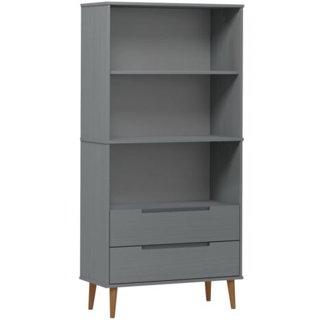 Libreria MOLDE Grigia 85x35x170,5 Cm In Legno Massello Di Pino