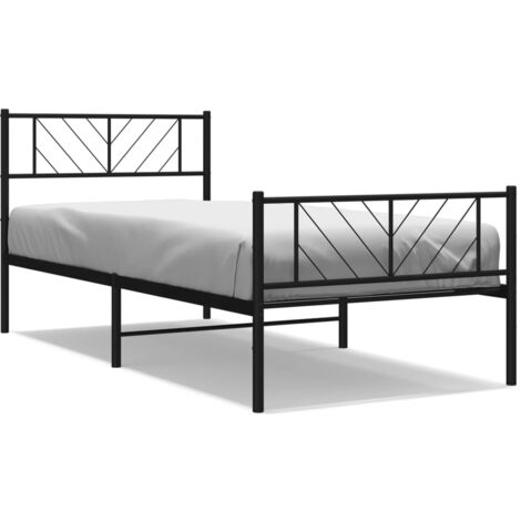 Letto adulto，Giroletto con Testiera e Pediera，Letto singolo，Struttura del  letto Metallo Nero 100x190 cm