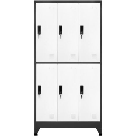 Armadietto Con Serratura 90x45x180cm - Acciaio Antracite E Bianco - Foto 3