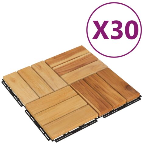 Piastrelle per Esterni 10pz 30x30 cm Legno Massello di Teak