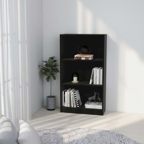 VidaXL Libreria A 3 Ripiani In Truciolato Nero - 60x30x80 Cm - Mobile Contenitore Per Libri, Piante E Oggetti Decorativi