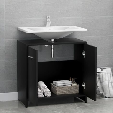 Mobile da Bagno Nero 60x33x61 cm in Legno Multistrato