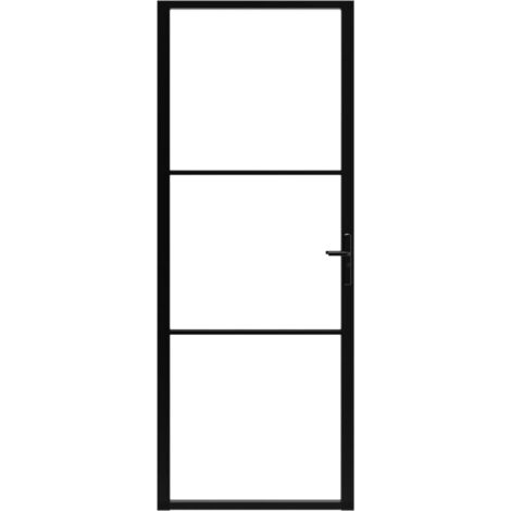 Porta da Interno ESG Vetro e Alluminio 76x201,5 cm Nera