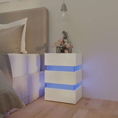 Comodino design bianco lucido 2 cassetti camera da letto Arco Smart
