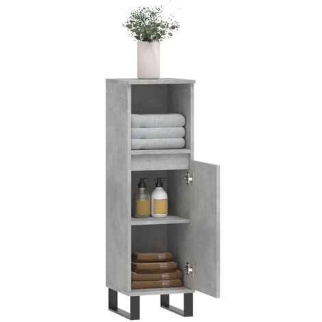 Armadietto Bagno Grigio Sonoma 30x30x190 Cm In Legno Multistrato VidaXL - Con 4 Ante E 2 Ripiani Aperti, Montaggio Ante Reversibile