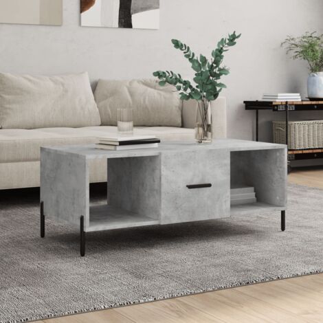 Tavolino Da Salotto In Multistrato Grigio Cemento – 40x40x30 Cm, Con Ripiano Inferiore Per Riviste, Facile Da Montare