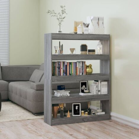 Libreria Divisorio VidaXL Grigio Cemento 100x24x94 Cm - 3 Ripiani, Legno Multistrato Resistente | Per Soggiorno, Ufficio O Come Separé - Foto 12