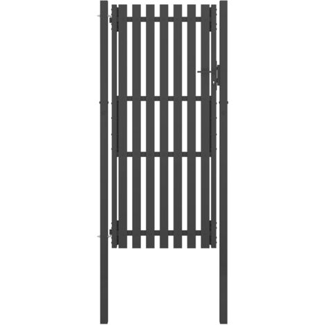 Cancello Per Recinzione In Acciaio 100x200 Cm – Verde, Con Punte, Serratura E Pali Per Giardino E Terrazza